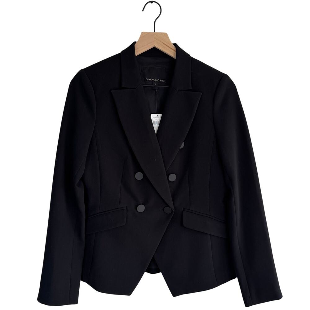 NWT Banana Republic 6 Double-Breasted Blazer Black